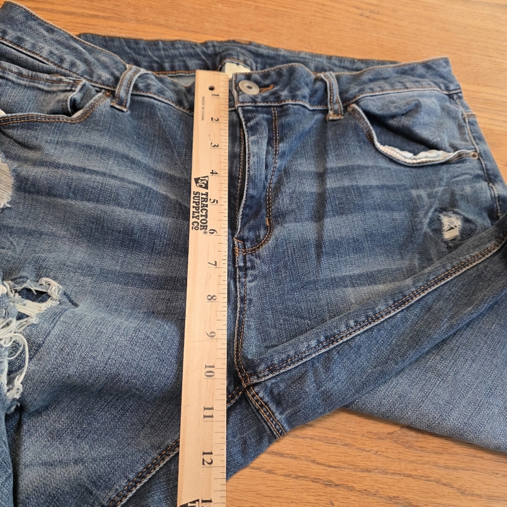 Faded Glory Distressed Patched Denim Blue Stretch Jeans Womens Plus Size 16W - Picture 12 of 16